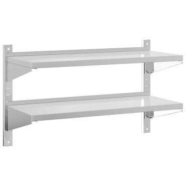 vidaXL Ράφι Τοίχου 2 Επιπ. Ασημί 100x40x60cm Ανοξείδωτο Ατσάλι 1 τεμ.