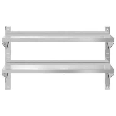 vidaXL Ράφι Τοίχου 2 Επιπ. Ασημί 100x40x60cm Ανοξείδωτο Ατσάλι 1 τεμ.