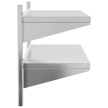 vidaXL Ράφι Τοίχου 2 Επιπ. Ασημί 100x40x60cm Ανοξείδωτο Ατσάλι 1 τεμ.