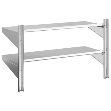 vidaXL Ράφι Τοίχου 2 Επιπ. Ασημί 100x40x60cm Ανοξείδωτο Ατσάλι 1 τεμ.