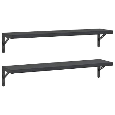 vidaXL Ράφια Τοίχου 2 τεμ. Μαύρο 100x23,5cm Ανοξείδωτο Ατσάλι