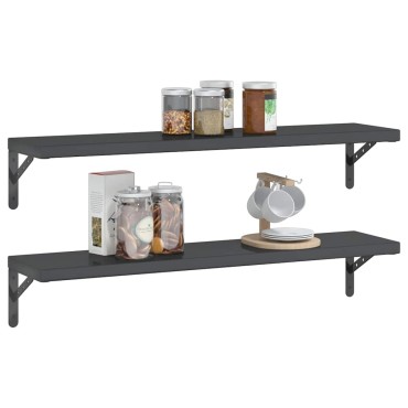 vidaXL Ράφια Τοίχου 2 τεμ. Μαύρο 100x23,5cm Ανοξείδωτο Ατσάλι