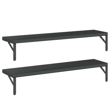 vidaXL Ράφια Τοίχου 2 τεμ. Μαύρο 100x23,5cm Ανοξείδωτο Ατσάλι