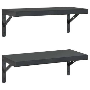 vidaXL Ράφια Τοίχου 2 τεμ. Μαύρο 50x23,5cm Ανοξείδωτο Ατσάλι