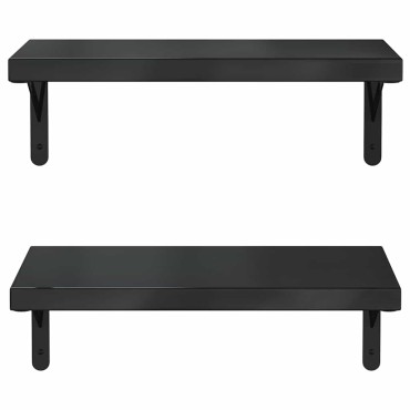 vidaXL Ράφια Τοίχου 2 τεμ. Μαύρο 50x23,5cm Ανοξείδωτο Ατσάλι