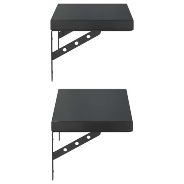 vidaXL Ράφια Τοίχου 2 τεμ. Μαύρο 50x23,5cm Ανοξείδωτο Ατσάλι