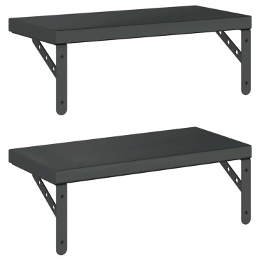 vidaXL Ράφια Τοίχου 2 τεμ. Μαύρο 50x23,5cm Ανοξείδωτο Ατσάλι