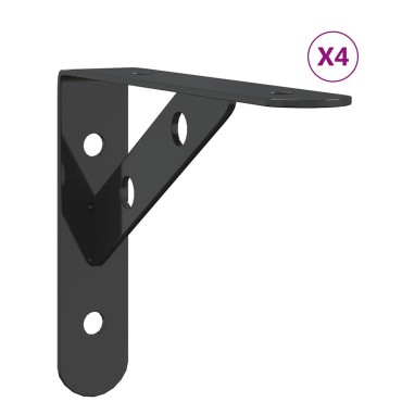 vidaXL Στηρίγματα Ραφιών 4 τεμ. Ασημί 15x2,5x11,5 Ανοξείδωτο Μαύρο 15x2,5x11,5cm