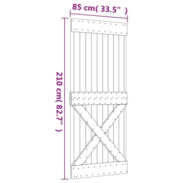 vidaXL Συρόμενη Μεσόπορτα με Μηχανισμό 85 x 210 εκ. Μασίφ Ξύλο Πεύκου
