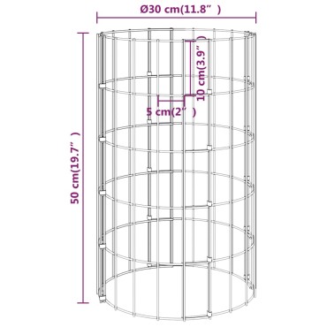 vidaXL Συρματοκιβώτιο-Γλάστρα Στύλος Κυκλική 30x50cm Γαλβ. Χάλυβας