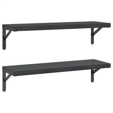 vidaXL Ράφια Τοίχου 2 τεμ. Μαύρο 75x23,5cm Ανοξείδωτο Ατσάλι
