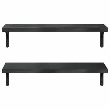 vidaXL Ράφια Τοίχου 2 τεμ. Μαύρο 75x23,5cm Ανοξείδωτο Ατσάλι