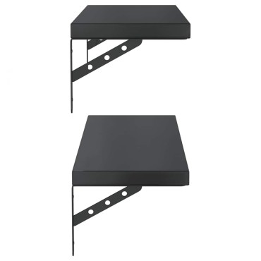 vidaXL Ράφια Τοίχου 2 τεμ. Μαύρο 75x23,5cm Ανοξείδωτο Ατσάλι