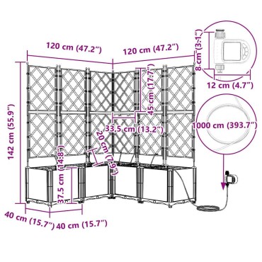 vidaXL Γλάστρα Κήπου 5 τμχ. Λευκό 120 x 120 x 142 cm PP