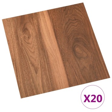 vidaXL Δάπεδο Αυτοκόλλητο Καφέ 20 Τεμαχίων 1,86 μ² από PVC