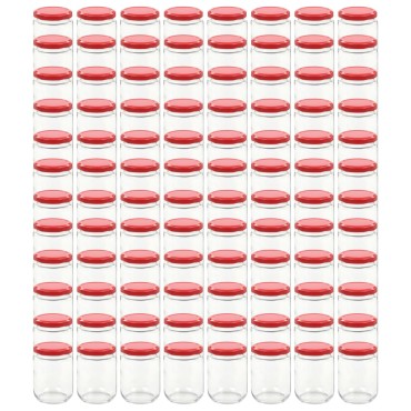 vidaXL Βάζα Μαρμελάδας 96 τεμ. 230 ml Γυάλινα με Κόκκινα Καπάκια