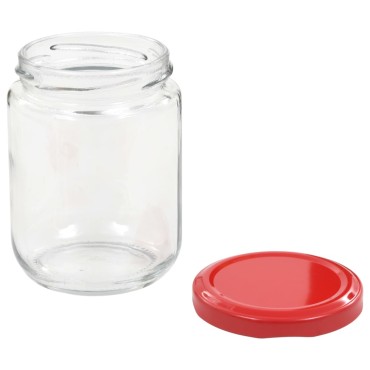 vidaXL Βάζα Μαρμελάδας 96 τεμ. 230 ml Γυάλινα με Κόκκινα Καπάκια