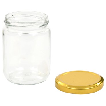 vidaXL Βάζα Μαρμελάδας 96 τεμ. 230 ml Γυάλινα με Χρυσά Καπάκια