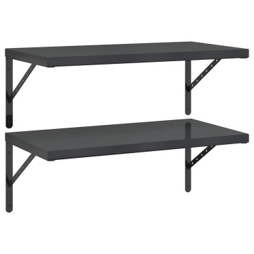 vidaXL Ράφια Τοίχου 2 τεμ. Μαύρο 75x40cm Ανοξείδωτο Ατσάλι
