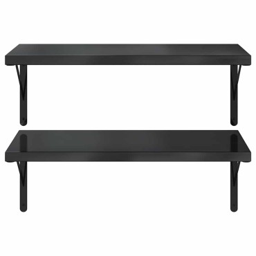 vidaXL Ράφια Τοίχου 2 τεμ. Μαύρο 75x40cm Ανοξείδωτο Ατσάλι