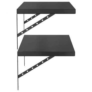 vidaXL Ράφια Τοίχου 2 τεμ. Μαύρο 75x40cm Ανοξείδωτο Ατσάλι