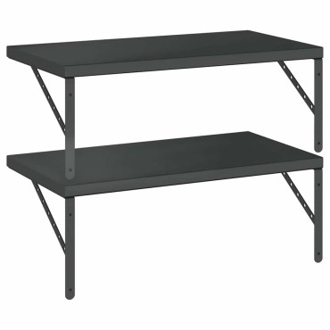 vidaXL Ράφια Τοίχου 2 τεμ. Μαύρο 75x40cm Ανοξείδωτο Ατσάλι