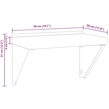 vidaXL Ράφι Τοίχου Ασημί 50x30x31cm Ανοξείδωτο Ατσάλι 1 τεμ.
