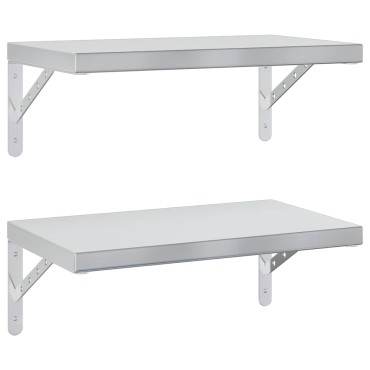 vidaXL Ράφια Τοίχου 2 τεμ. Ασημί 50x30cm Ανοξείδωτο Ατσάλι