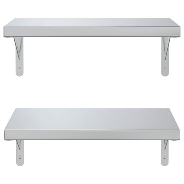 vidaXL Ράφια Τοίχου 2 τεμ. Ασημί 50x30cm Ανοξείδωτο Ατσάλι