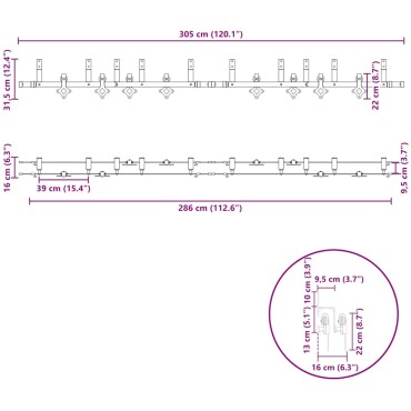 vidaXL Μηχανισμός Συρόμενης Μεσόπορτας Μαύρος 305 εκ. Ατσάλινος