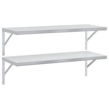 vidaXL Ράφια Τοίχου 2 τεμ. Ασημί 100x40cm Ανοξείδωτο Ατσάλι