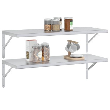 vidaXL Ράφια Τοίχου 2 τεμ. Ασημί 100x40cm Ανοξείδωτο Ατσάλι