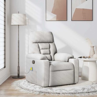 vidaXL καρέκλα ανάκλισης μασάζ Cloud Grey Fabric