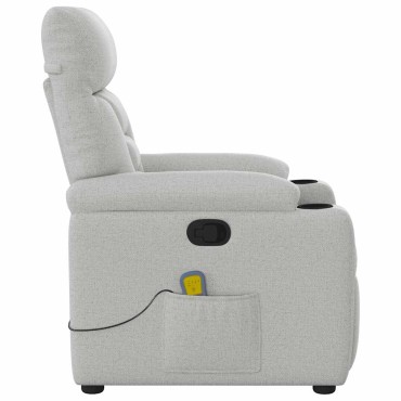 vidaXL καρέκλα ανάκλισης μασάζ Cloud Grey Fabric