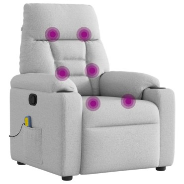 vidaXL καρέκλα ανάκλισης μασάζ Cloud Grey Fabric