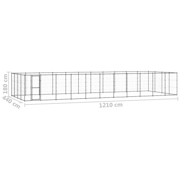 vidaXL Κλουβί Σκύλου Εξωτερικού Χώρου 53,24 μ² από Ατσάλι