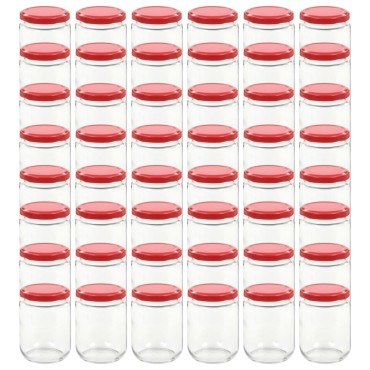 vidaXL Βάζα Μαρμελάδας 48 τεμ. 230 ml Γυάλινα με Κόκκινα Καπάκια