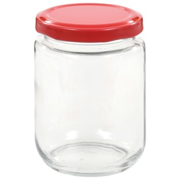 vidaXL Βάζα Μαρμελάδας 48 τεμ. 230 ml Γυάλινα με Κόκκινα Καπάκια