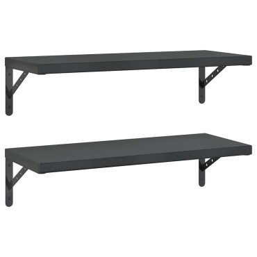 vidaXL Ράφια Τοίχου 2 τεμ. Μαύρο 75x30cm Ανοξείδωτο Ατσάλι