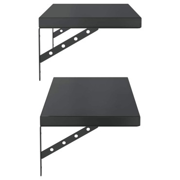 vidaXL Ράφια Τοίχου 2 τεμ. Μαύρο 75x30cm Ανοξείδωτο Ατσάλι