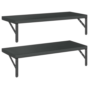 vidaXL Ράφια Τοίχου 2 τεμ. Μαύρο 75x30cm Ανοξείδωτο Ατσάλι