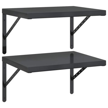vidaXL Ράφια Τοίχου 2 τεμ. Μαύρο 50x40cm Ανοξείδωτο Ατσάλι