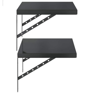 vidaXL Ράφια Τοίχου 2 τεμ. Μαύρο 50x40cm Ανοξείδωτο Ατσάλι