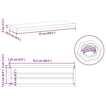 vidaXL Ράφια Τοίχου 2 τεμ. Ασημί 75x23,5x3cm Ανοξείδωτο Ατσάλι