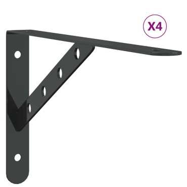 vidaXL Στηρίγματα Ραφιών 4 τεμ. Ασημί 30x2,5x15,5 Ανοξείδωτο Μαύρο 30x2,5x15,5cm