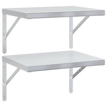 vidaXL Ράφια Τοίχου 2 τεμ. Ασημί 50x40cm Ανοξείδωτο Ατσάλι