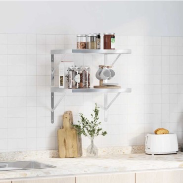 vidaXL Ράφια Τοίχου 2 τεμ. Ασημί 50x40cm Ανοξείδωτο Ατσάλι