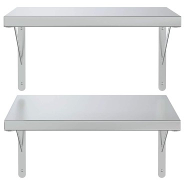 vidaXL Ράφια Τοίχου 2 τεμ. Ασημί 50x40cm Ανοξείδωτο Ατσάλι