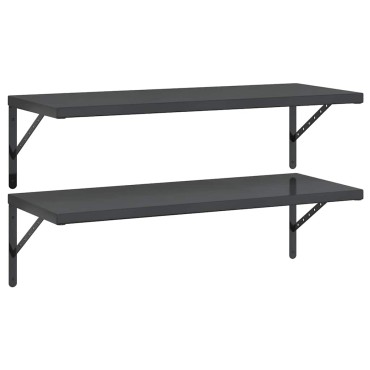 vidaXL Ράφια Τοίχου 2 τεμ. Μαύρο 100x40cm Ανοξείδωτο Ατσάλι