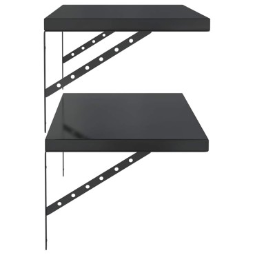 vidaXL Ράφια Τοίχου 2 τεμ. Μαύρο 100x40cm Ανοξείδωτο Ατσάλι